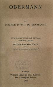 Cover of: Obermann by Etienne Pivert de Senancour