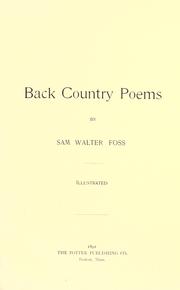 Cover of: Back country poems by Sam Walter Foss
