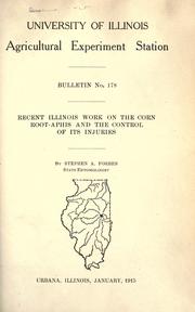 Cover of: Recent Illinois work on the corn root-aphis and the control of its injuries