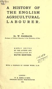 Cover of: A history of the English agricultural labourer. by Hasbach, Wilhelm
