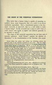 Cover of: The origin of the werewolf superstition by by Caroline Taylor Stewart.