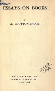 Cover of: Essays on books. by Arthur Clutton-Brock