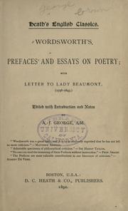 Prefaces and essays on poetry by William Wordsworth