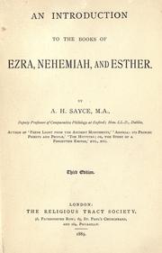 Cover of: An introduction to the books of Ezra, Nehemiah and Esther by Archibald Henry Sayce