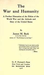 Cover of: The war and humanity by James M. Beck