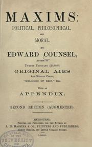 Cover of: Maxims: political, philosophical, and moral.