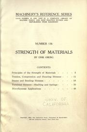 Cover of: Strength of materials by Erik Oberg