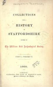 Cover of: Collections for a history of Staffordshire. Volume 6 Part 1 by Staffordshire Record Society