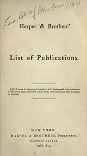 Cover of: Harper & Brothers' list of publications. by Harper & Brothers.