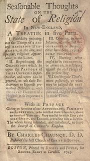 Cover of: Seasonable thoughts on the state of religion in New-England by Chauncy, Charles, Chauncy, Charles