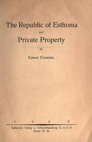 Cover of: republic of Esthonia and private property