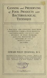 Cover of: Canning and preserving of food products with bacteriological technique