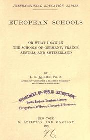 Cover of: European schools; or by L. R. Klemm