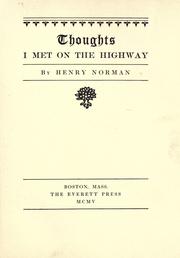 Thoughts I Met On The Highway by Henry Norman - undifferentiated