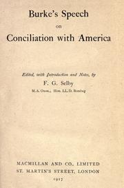 Cover of: Speech on conciliation with America. by Edmund Burke