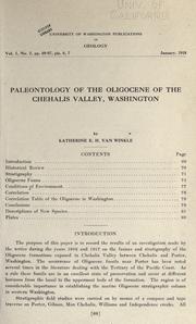 Paleontology of the Oligocene of the Chehalis Valley, Washington by Palmer, Katherine V. W.