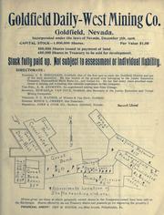Cover of: Goldfield Daily-West Mining Co., Goldfield, Nevada. by Goldfield Daily-West Mining Co.