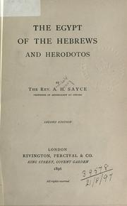 Cover of: The Egypt of the Hebrews and Herodotos. by Archibald Henry Sayce