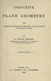 Cover of: Inductive plane geometry: with numerous exercises, theorems, and problems for advance work