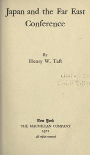 Cover of: Japan and the Far East conference by Henry Waters Taft