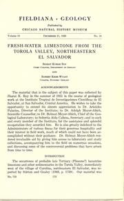 Cover of: Fresh-water limestone from the Torola Valley, northeastern El Salvador