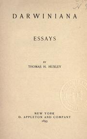 Cover of: Darwiniana by Thomas Henry Huxley