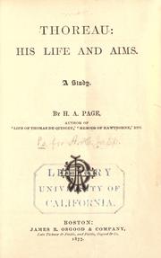 Cover of: Thoreau: his life and aims.: A study.