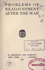 Cover of: Problems of readjustment after the war. by 