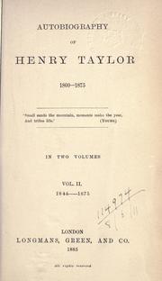 Cover of: Autobiography, 1800-1875. by Sir Henry Taylor, Sir Henry Taylor