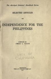 Cover of: ... Selected articles on independence for the Philippines by Emma Louise Teich