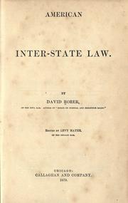 Cover of: American interstate law. by David Rorer