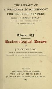 Cover of: Ecclesiological essays. by J. Wickham Legg