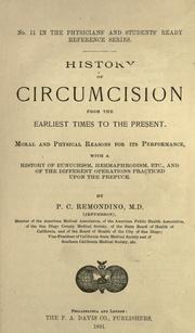 Cover of: History of circumcision, from the earliest times to the present. by P. C. Remondino