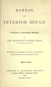 Cover of: Manual for interior souls: a collection of unpublished writings