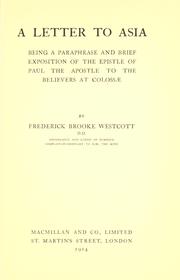 Cover of: A letter to Asia by Frederick Brooke Westcott