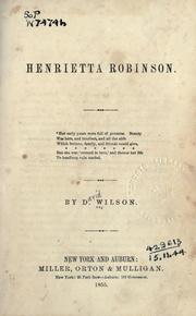 Cover of: Henrietta Robinson