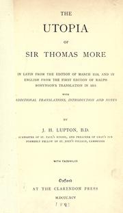 Cover of: The Utopia of Sir Thomas More by Thomas More
