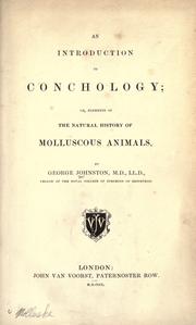 Cover of: An introduction to conchology by Johnston, George, Johnston, George