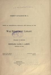 Cover of: Index of periodicals, annuals, and serials in the War Department Library ...