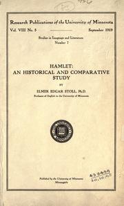Cover of: Hamlet: an historical and comparative study by Elmer Edgar Stoll
