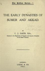 The early dynasties of Sumer and Akkad by C. J. Gadd