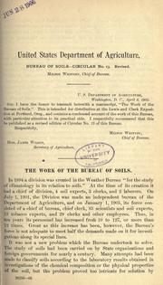 Cover of: The work of the Bureau of soils.