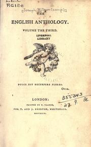 Cover of: The English anthology.