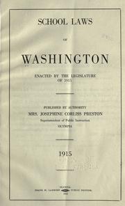 Cover of: School laws of Washington enacted by the legislature of 1915.