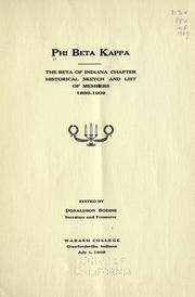 Cover of: The Beta of Indiana chapter.: Historical sketch and list of members, 1899-1909.