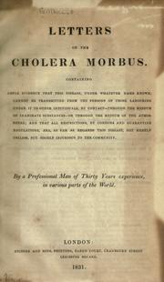 Cover of: Letters on the cholera morbus by James Gillkrest, James Gillkrest