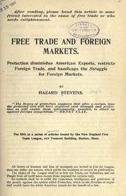 Cover of: Free trade and foreign markets ...