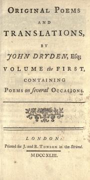 Cover of: Original poems and translations