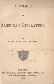 Cover of: A primer of American literature by Charles F. Richardson