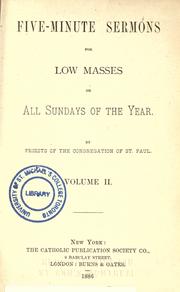 Cover of: Five minute sermons for Low Masses on all Sundays of the year